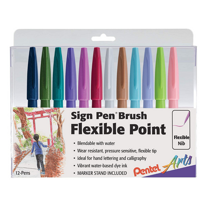 Marcadores Pentel Sign Brush 12 Unidades